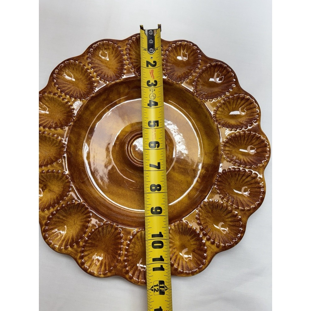 Vintage California USA E400 Ceramic Deviled Egg 12" 16 Count Serving Plate/... - Picture 8 of 15